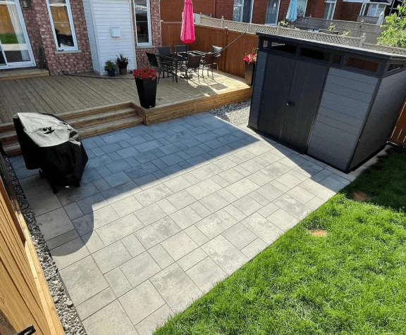 Interlock backyard walkway